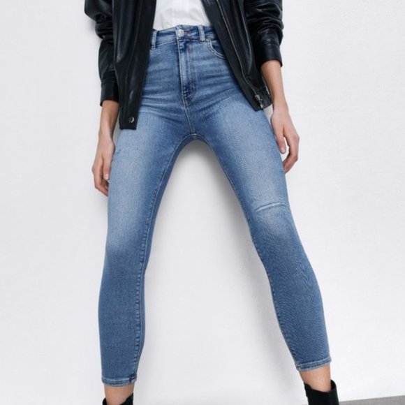 Zara VENICE BLUE ZW PREMIUM '80S HIGH WAIST JEANS Blue-2553/242-NWT - Picture 3 of 11